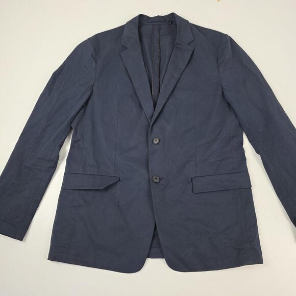 Theory Blazer Mens 42 Navy Blue Simons Lenix Two Button Stretch Cotton Jacket - Picture 3 of 15